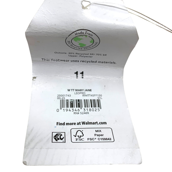 NWT Time & Tru Leopard Textile Mary Jane Ballet Flats Skimmers Shoes Sz 11 NEW - Picture 6 of 11